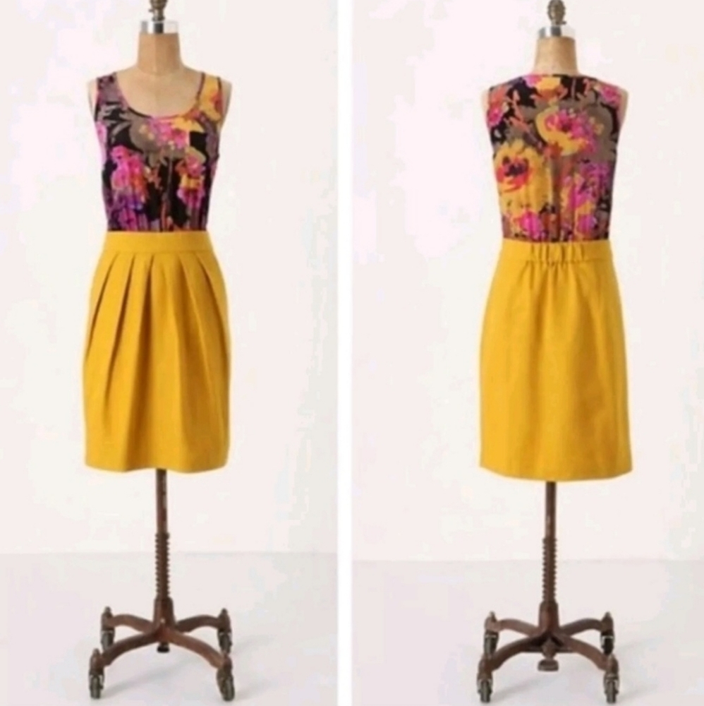 Anthropologie Tabitha Silk Yellow Floral Dress